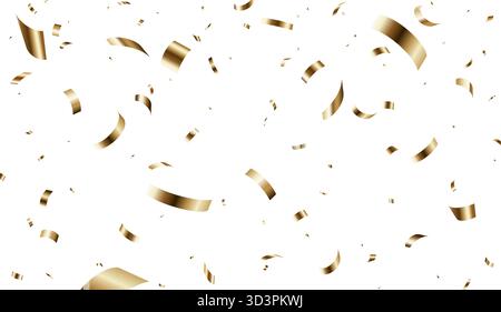 Goldener Konfetti-Hintergrund. Feiertagshintergrund mit goldenem Konfetti, das auf isolierten Hintergrund fällt. Party-Glitzermuster Stock Vektor