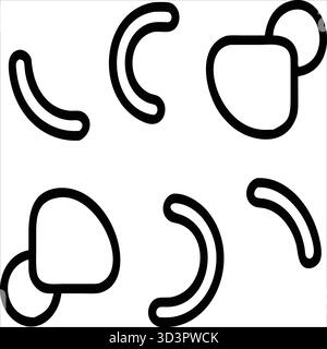 Rundlinien-Symbol-Kollektion – Soft Minimal Black Vector Pack für UI-Design, mobile Apps, Web-Layouts, Dashboards und moderne Schnittstellengrafiken Stock Vektor