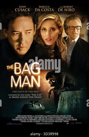 The Bag man (2014) von David Grovic mit John Cusack, Rebecca da Costa und Robert de Niro. Ein Auftragskiller, der eine mysteriöse Tasche holen soll, wartet in einem schäbigen Motel auf seinen flüchtigen Boss, der sich mit tödlichen Komplikationen während der Nacht auseinandersetzt. US-Poster NUR FÜR REDAKTIONELLE ZWECKE. Quelle: BFA / Cinedigm Stockfoto