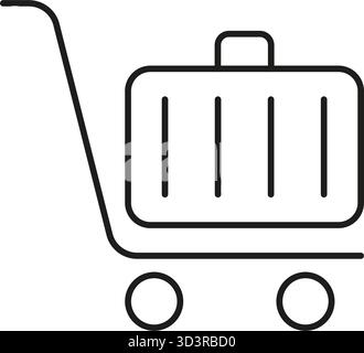Symbol Gepäcktrolley Line. Symbol Für Gepäckabfertigung Und Reisekomfort Am Flughafen. Effizienter Transport Und Mobilität. Bearbeitbare Kontur Stock Vektor