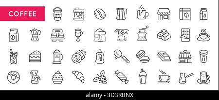 Symbole Für Kaffeelinien Eingestellt Stock Vektor