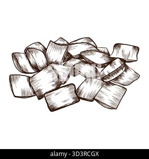 Trockenfutter für Katzen oder Hunde. Vektorbild im Grafikstil gezeichnet. Stockfoto