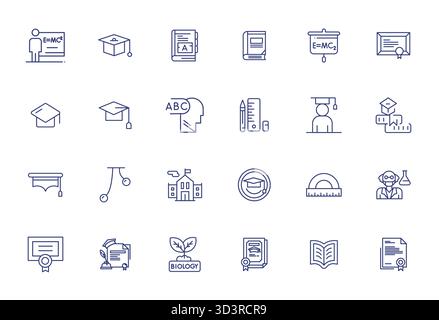 Erweiterte Sammlung von 24 Pixel ausgerichteten Vektorsymbolen, inspiriert von Academic, in Bold Line mit 64x64-Optimierung für überragende visuelle Leistung Stock Vektor
