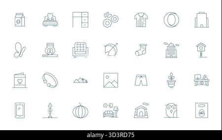 Sorgfältig zusammengestellte 28 Thin Line Vektorsymbole für minimalistische Elemente, mit Retina Ready editierbarer Auflösung für konsistente Markendarstellung und User Ex Stock Vektor