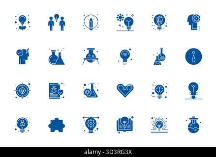 Professionelle Sammlung von 24 gefüllten Vektorsymbolen, die die Lösung darstellen, gefertigt mit 128x128 Pixel optimierter Präzision für Unternehmensanwendungen Stock Vektor