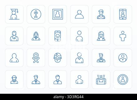 Handgefertigte Kollektion mit 24 Vektorsymbolen für Personensymbol, optimiert in einer Auflösung von 64x64 Pixeln für erstklassiges digitales Erlebnis Stock Vektor