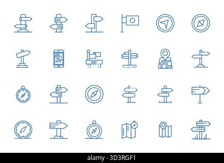 Intelligent gestaltete 24 PIXEL Perfect Vektorsymbole, inspiriert von Wayfinding, im Format Bold Line mit hoher Auflösung für intelligentes und effizientes DE Stock Vektor