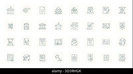 Revolutionäres Set von 32 Display Perfect Vektorsymbolen, inspiriert von Official, im Thin Outline-Format mit einer Auflösung von 64x64 für modernstes Design. Stock Vektor