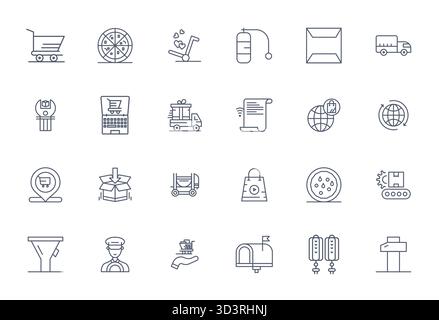 Perfekt ausbalancierte 24 Bold Line editierbare Vektorsymbole für Lieferung, Größe 256 x 256 für harmonische Integration in digitale Designprojekte. Stock Vektor