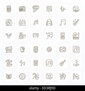 Professionell gestaltetes 36 Bold Line Display perfekte Vektorsymbole für Tune, entwickelt mit Retina Ready Auflösung für fehlerfreie Integration und Leistung. Stock Vektor