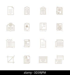 Meisterhaft erstellte 16 Vektorsymbole, die Richtlinien im Thin Line-Design darstellen, mit hochauflösender, Pixel optimierter Auflösung für außergewöhnliche Ergebnisse Stock Vektor