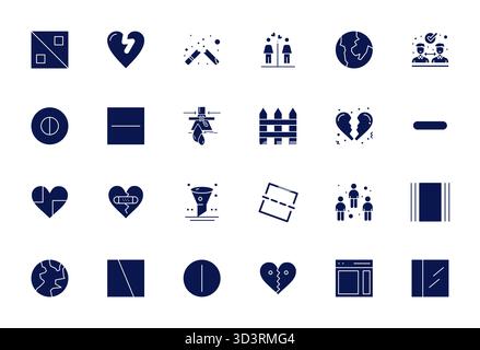 Kuratiertes Paket mit 24 256 x 256 Vektorsymbolen in gefülltem Design, zentriert um Trennungskonzepte mit Display Perfect Clarity. Stock Vektor