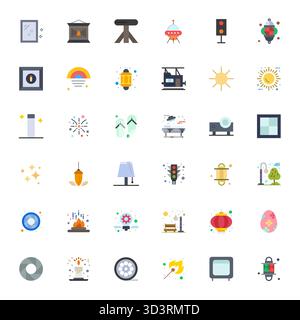 Unlock 36 Flat Display Perfect vector icons inspired by Light, optimized in 64x64 format for flawless display across all devices. Stock Vektor