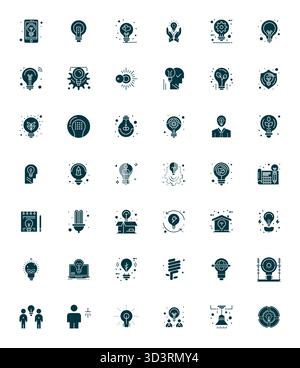 Innovatives Paket mit 42 Vektorsymbolen rund um Lightbulb, das gefüllte Design in hochauflösendem Pixel-optimiertem Format für moderne digitale Lösungen präsentiert Stock Vektor