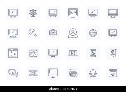 Ein vielseitiger Satz von 24 Pixel ausgerichteten Vektorsymbolen mit normaler fettgedruckter Kontur und Fokus auf Auflösung, geliefert in gestochen scharfem Retina Ready-Format, ideal für mobile A Stock Vektor