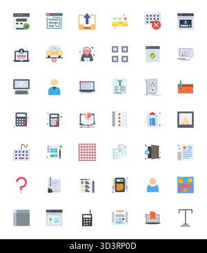 Umfassendes Toolkit mit 42 Vektorsymbolen rund um die Dateneingabe, entwickelt in Flat mit 128x128 Pixel ausgerichteter Präzision für vielseitige Designanwendungen Stock Vektor