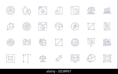 Außergewöhnliche Sammlung von 28 Thin Line Vektorsymbolen für Proportionen, mit einer perfekten Auflösung von 64x64 PIXELN für unvergleichliche visuelle Exzellenz und Stock Vektor