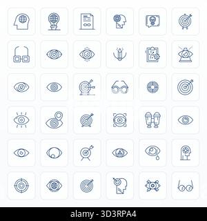 Kunstvoll gestaltete, editierbare 36 Bold Line Vektorsymbole für Vision, in hochauflösendem Format für konsistente visuelle Qualität. Stock Vektor