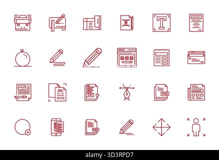 Sorgfältig zusammengestellte 24 Vektorsymbole für die Bearbeitung mit 256 x 256 Pixel ausgerichteter Auflösung für konsistente Markendarstellung und Benutzerfreundlichkeit Stock Vektor