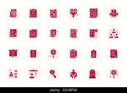 Hochwertige Sammlung von 24 gefüllten Vektorsymbolen für Antragsteller, die in hochauflösender, editierbarer Auflösung für hervorragende visuelle Wirkung gefertigt wurden. Stock Vektor