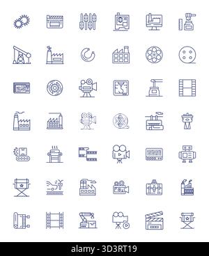 Revolutionärer Satz von 42 bearbeitbaren Vektorsymbolen, inspiriert von der Produktion, im Format Bold Line mit einer Auflösung von 128x128 für modernstes Design. Stock Vektor