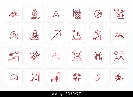 Erweiterte Sammlung von 24 bearbeitbaren Vektorsymbolen, inspiriert von Climb, in Bold Line mit Retina Ready-Optimierung für überragende visuelle Leistung Stock Vektor