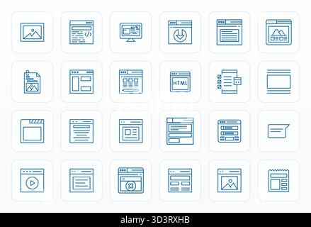 Perfekt ausbalancierte 24 PIXEL PIXEL perfekte Vektorsymbole für Webpage Element, Größe 64x64 für harmonische Integration in digitale Designprojekte. Stock Vektor