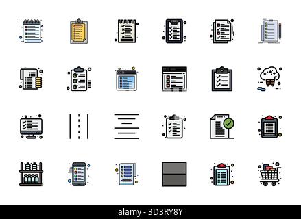 Branchenführendes Paket mit erweiterten Vektorsymbolen für Artikel mit 24 Zeilen gefüllt, in hoher Auflösung für optimales Rendering und optimale Benutzeroberflächen Stock Vektor