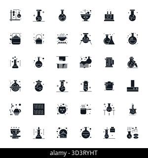 Intelligent gestaltete 36 Rasteranpassung Vektorsymbole, inspiriert vom Kochen, erstellt im gefüllten Format mit hoher Auflösung für intelligentes und effizientes Design Stock Vektor