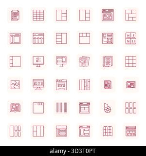 Branchenführendes Paket mit 36 Regular Bold Outline Detail Enhanced Vektorsymbolen für Schnitte, in hoher Auflösung für optimales Rendering und optimale Benutzereingabe Stock Vektor