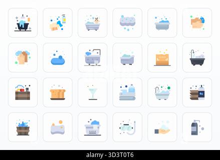 Kunstvoll gestaltete 24 flache Details verbesserte Vektorsymbole für Blasen im Format 64x64 für konsistente visuelle Qualität. Stock Vektor