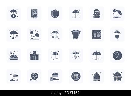 Meisterhaft erstellte 24 Vektorsymbole, die Cover in gefülltem Design darstellen, mit 64x64 Detailauflösung für außergewöhnliche Bildqualität. Stock Vektor