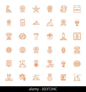 Unverwechselbares Paket mit 36 Pixel ausgerichteten Vektorsymbolen, inspiriert von Erfolg, im Format Bold Line bei Retina gefertigt, bereit für unvergessliches Markenerlebnis Stock Vektor