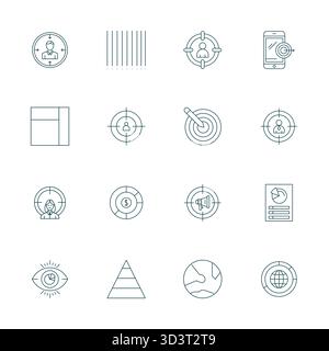 Umfassendes Paket mit 16 Vektorsymbolen im Thin Line-Design für Segmentierung, in gestochen scharfer Retina Ready PIXELQUALITÄT. Stock Vektor