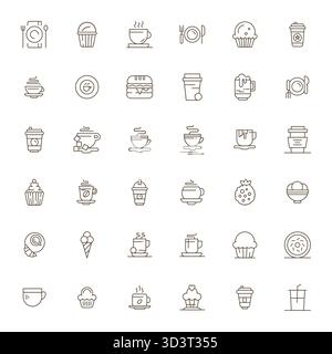 Kunstvoll gestaltete 36 Bold Line editierbare Vektorsymbole für Cafe Icon, geliefert in High Resolution Format für konsistente visuelle Exzellenz. Stock Vektor