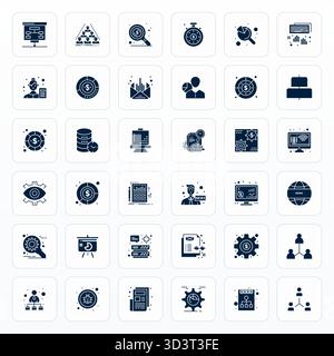 Umfassendes Toolkit mit 36 Vektorsymbolen rund um Reporting, entwickelt in Glyph mit Retina Ready PIXEL perfekte Präzision für vielseitige Design-ap Stock Vektor