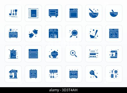 Ultimative Sammlung von 24 Vektorsymbolen, die Bake in Glyphe-Ästhetik darstellen, optimiert mit 256 x 256 Display perfekte Auflösung für maximale Wirkung. Stock Vektor