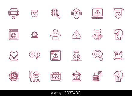 Sorgfältig zusammengestellte 24 Bold Line Vektorsymbole für Probleme, mit Retina Ready Pixel optimierter Auflösung für konsistente Markendarstellung und Verwendung Stock Vektor