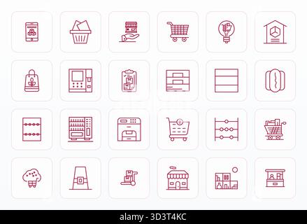 Sorgfältig zusammengestellte 24 Bold Line Vektorsymbole für Produkte mit 256 x 256 Grid-angepasster Auflösung für konsistente Markendarstellung und Benutzererfahrung Stock Vektor