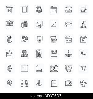 Ein vielseitiger Satz von 36 bearbeitbaren Vektorsymbolen mit normaler Fettstruktur, die sich auf das Terminal konzentrieren und im scharfen Format 64 x 64 geliefert werden, ideal für mobile Anwendungen und Webanwendungen Stock Vektor