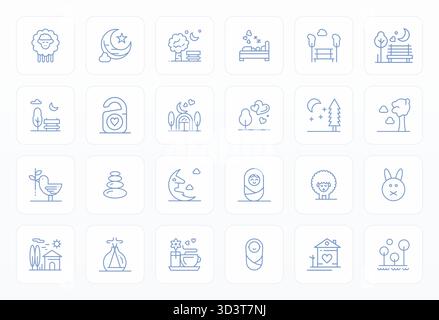 Umfassendes Toolkit mit 24 Vektorsymbolen, die sich um friedlich drehen und in Bold Line entwickelt wurden, mit hochauflösendem Raster und präziser Präzision für vielseitige Designs Stock Vektor