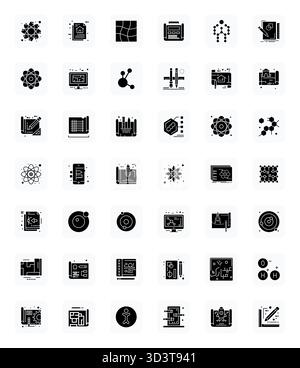 Optimierter Satz von 42 Vektorsymbolen für Schaltplan in gefüllter Ästhetik mit editierbarer Auflösung in hoher Auflösung für nahtlose Benutzererfahrungen. Stock Vektor