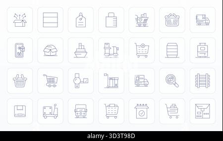 Intelligent gestaltete 28 PIXEL perfekte Vektorsymbole, inspiriert von Waren, im Thin Line Format bei 256 x 256 für intelligenten und effizienten Design-Workflow Stock Vektor