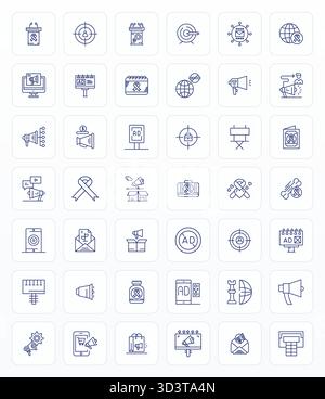 Branchenführendes Paket mit 42 bearbeitbaren Vektorsymbolen in Bold Line für Campaign, Größe 64x64 für optimales Rendering und hervorragende Benutzeroberflächen. Stock Vektor