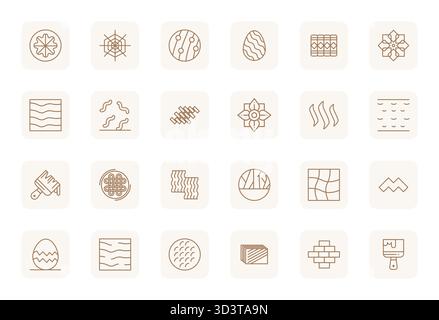 Professionelle Sammlung von 24 Vektorsymbolen für normale Bold Outline, die Textur darstellen, gefertigt mit 64x64 Rastergenauigkeit für Enterprise ap Stock Vektor