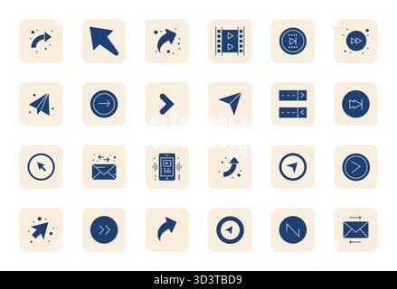 Strategisches Paket mit 24 Vektorsymbolen, die im gefüllten Format nach vorne repräsentieren, optimiert mit Retina Ready Display perfekte Qualität für Profis Stock Vektor