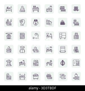 Sorgfältig kuratierte 36 Regular Bold Outline Vektorsymbole für Bücher mit einer Auflösung von 64x64 für konsistente Markendarstellung und Benutzer Stock Vektor