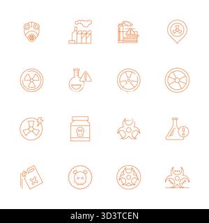 Perfekt ausbalancierte 16 dünne Pixel ausgerichtete Vektorsymbole für giftige, bei Retina skalierte Vektorsymbole, die für eine harmonische Integration in digitale Designprojekte bereit sind. Stock Vektor