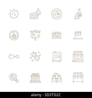Essential Pack mit 16 Pixel optimierten Vektorsymbolen für Scientific im Thin Line-Format, in hoher Auflösung für optimale Leistung und Skalierbarkeit Stock Vektor