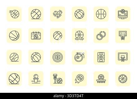 Von Experten gestaltete 24 editierbare Vektorsymbole für Hoop mit einer Auflösung von 256 x 256 für eine fehlerfreie Integration und Leistung. Stock Vektor